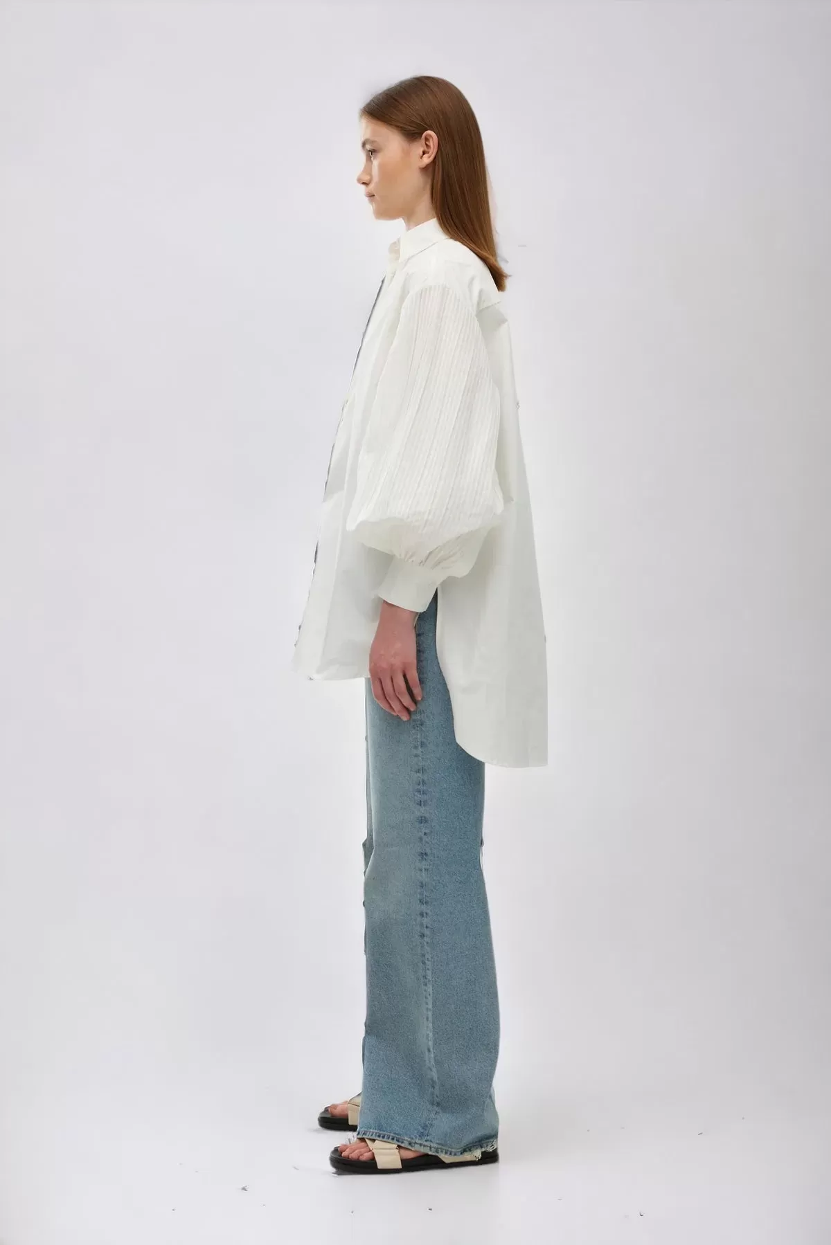 Harlow Pleat Shirt | Ivory