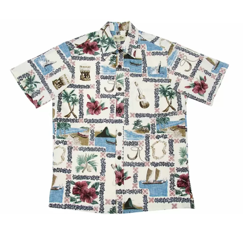 Hawaiian Scenery Reverse Side Cotton Shirt