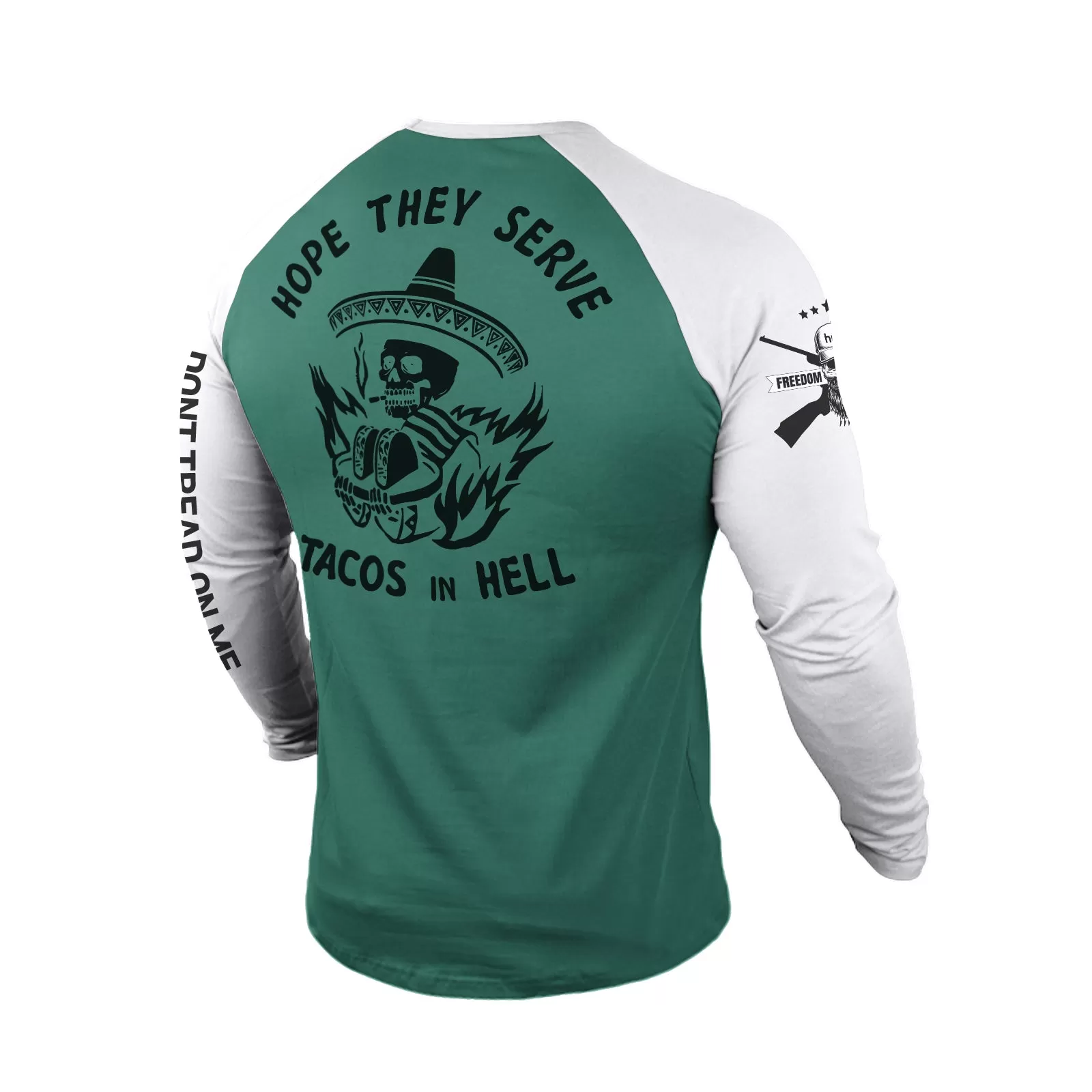 HOPE THEY SERIVE 100% COTTON RAGLAN GRAPHIC LONG SLEEVE T-SHIRT