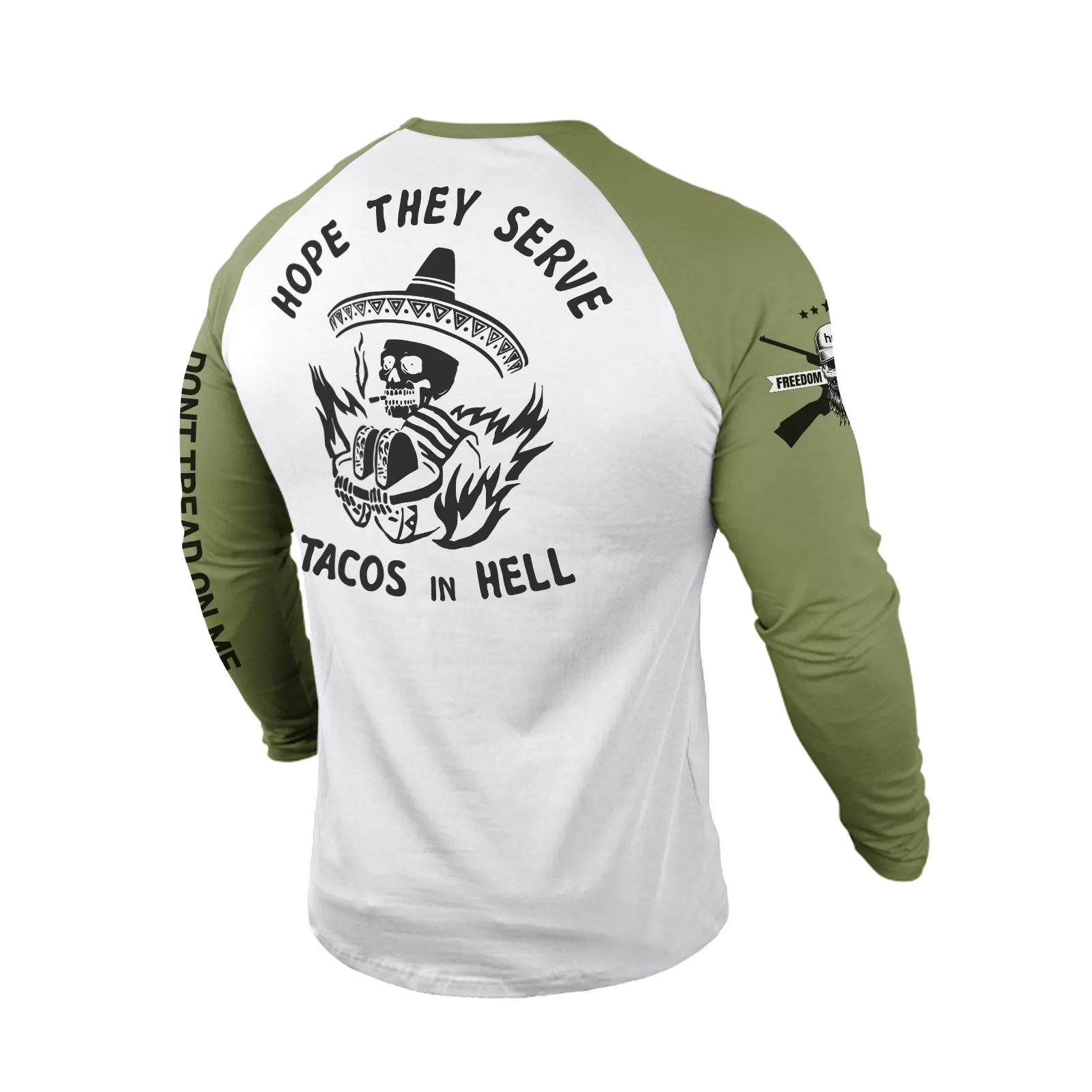 HOPE THEY SERIVE 100% COTTON RAGLAN GRAPHIC LONG SLEEVE T-SHIRT