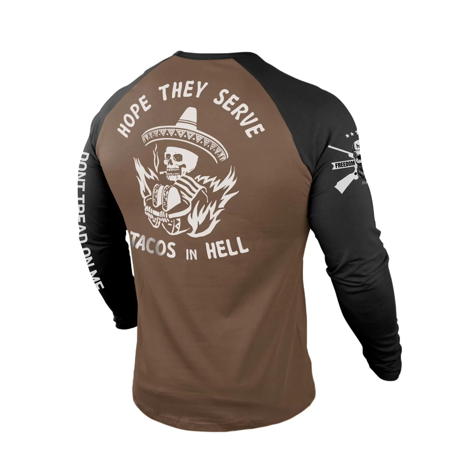 HOPE THEY SERIVE 100% COTTON RAGLAN GRAPHIC LONG SLEEVE T-SHIRT