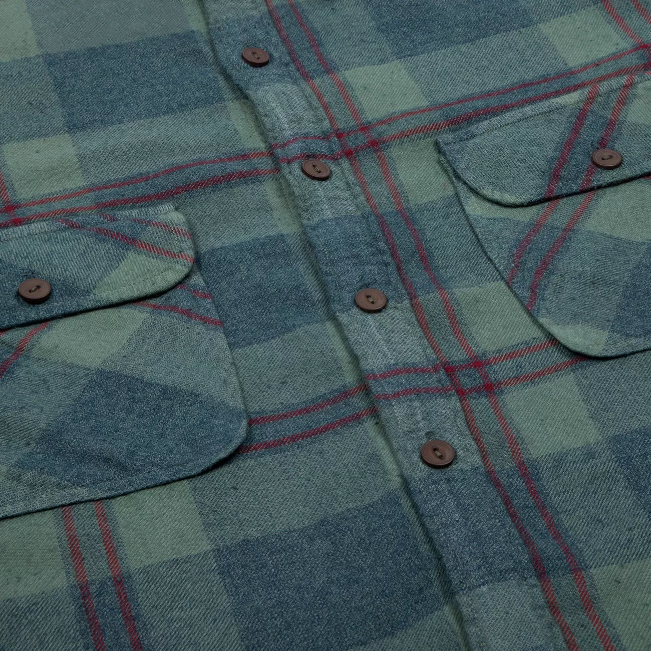 Hunter Green Check Overdyed Enzyme Wash Shirt