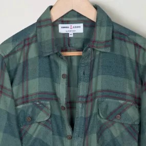 Hunter Green Check Overdyed Enzyme Wash Shirt