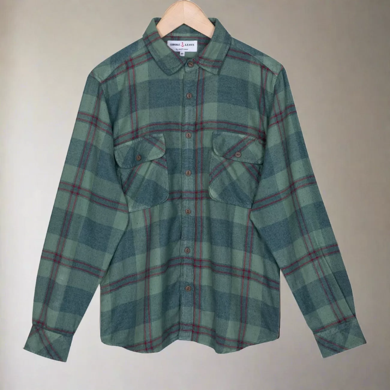 Hunter Green Check Overdyed Enzyme Wash Shirt