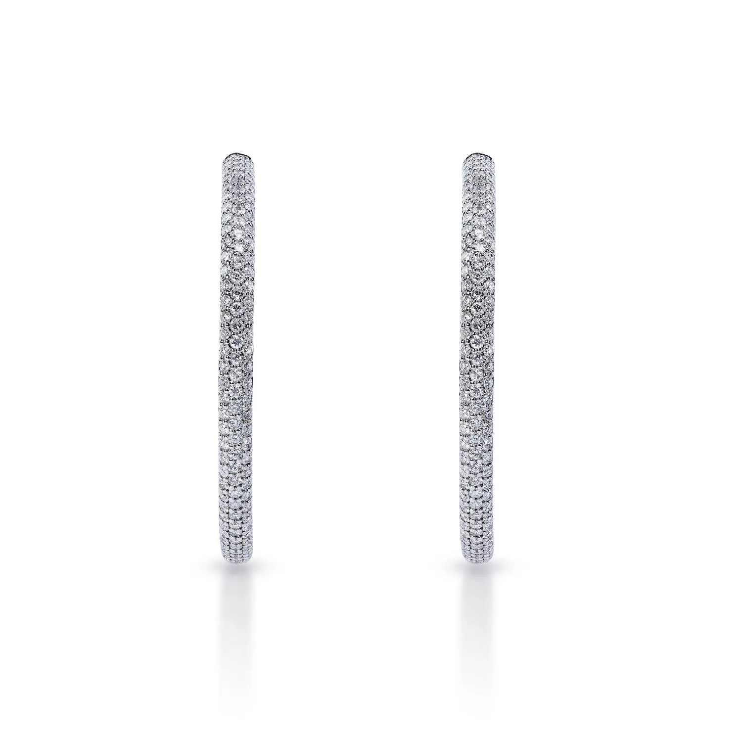 Iliana 1.75 inch Pave Hoop 4 Carats Round Brilliant Diamond Hoop Earrings in 14k White Gold