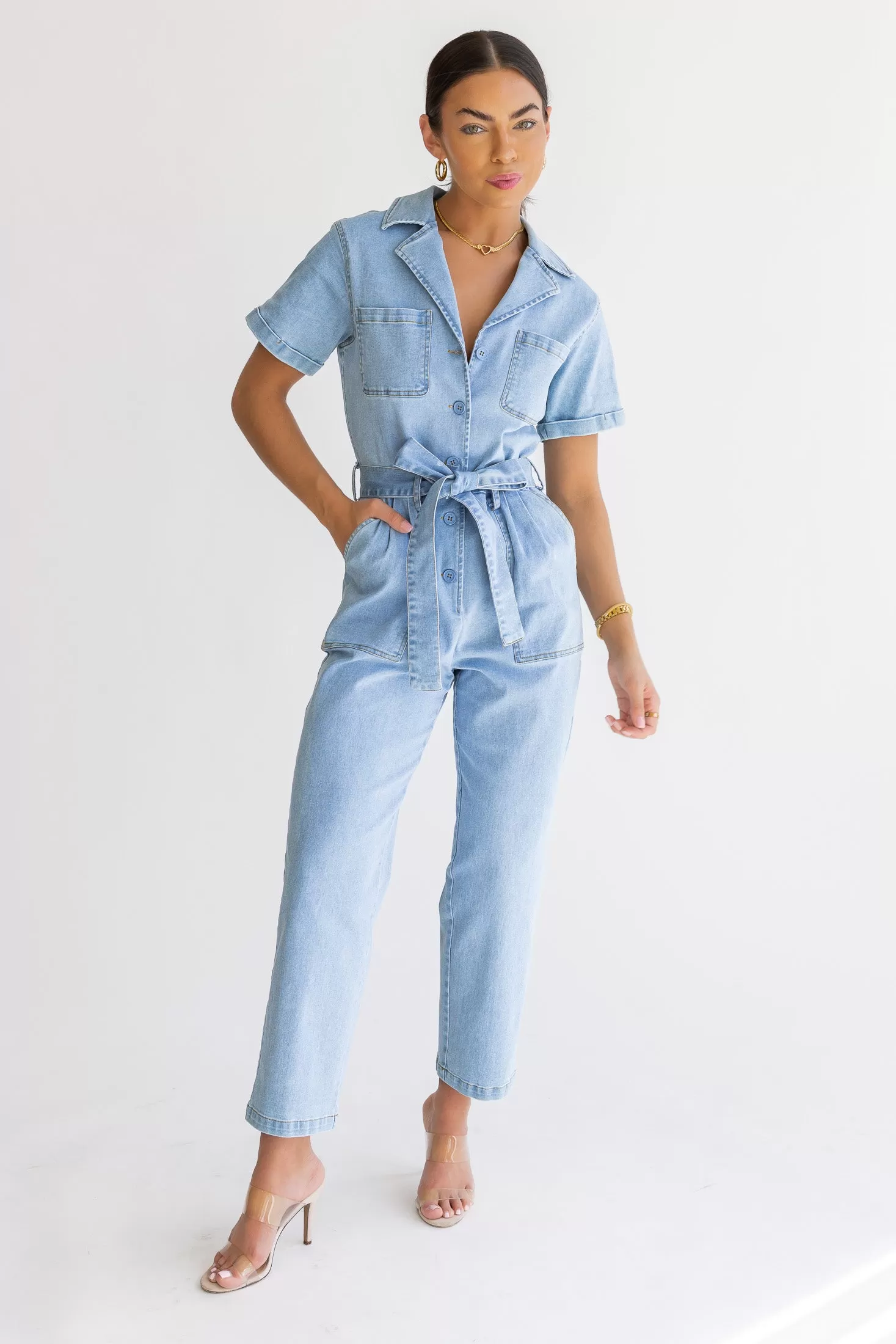 Kendall Denim Washed Jumpsuit