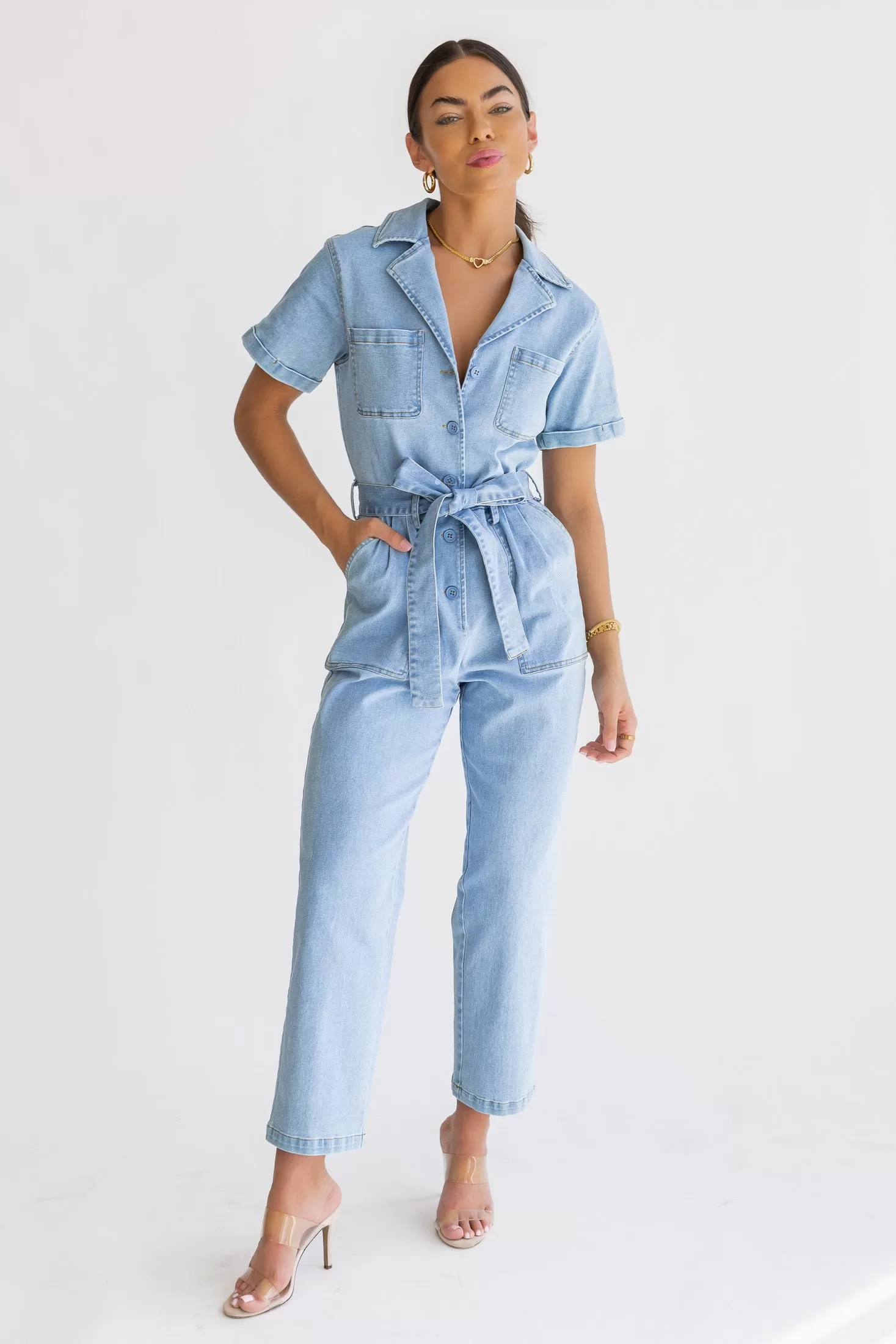 Kendall Denim Washed Jumpsuit