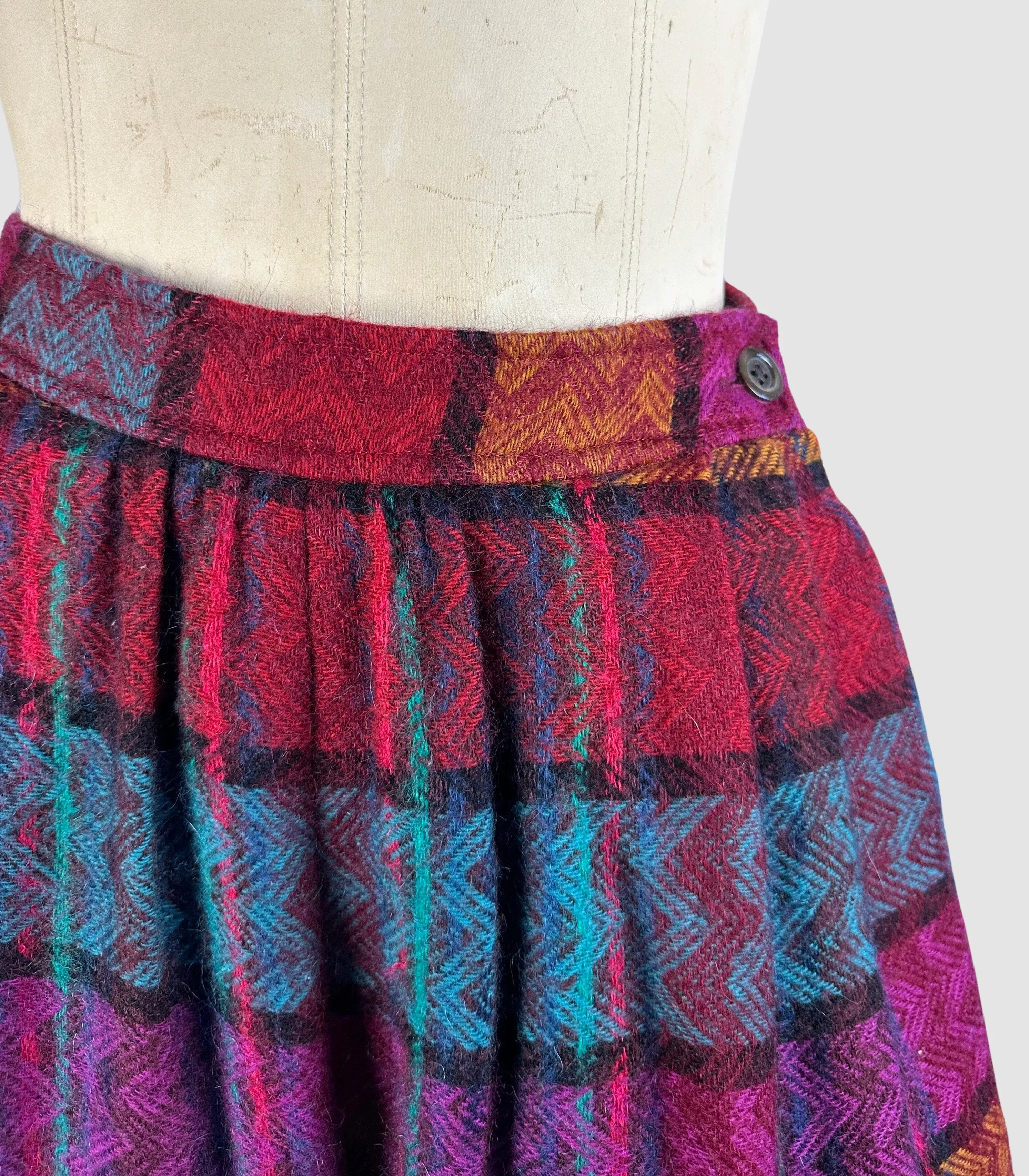 LANVIN 70s Plaid Tweed Culottes • Small