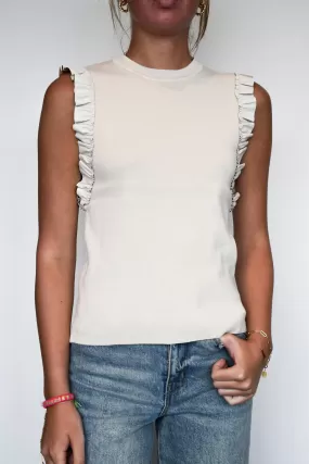 Leather Ruffle Knit Top