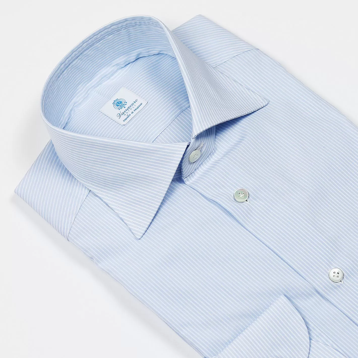 Light Blue Striped Semi-cutaway Shirt