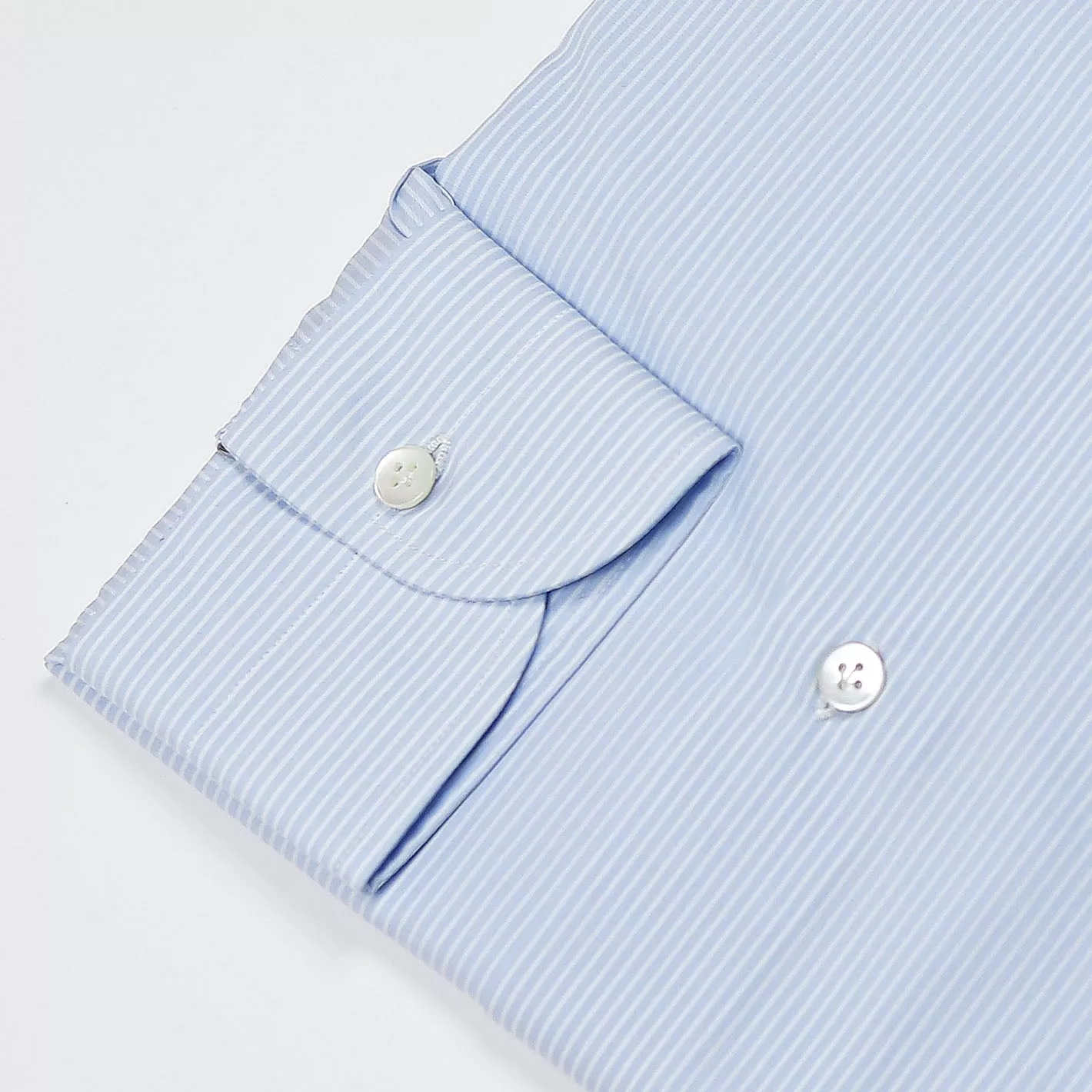 Light Blue Striped Semi-cutaway Shirt