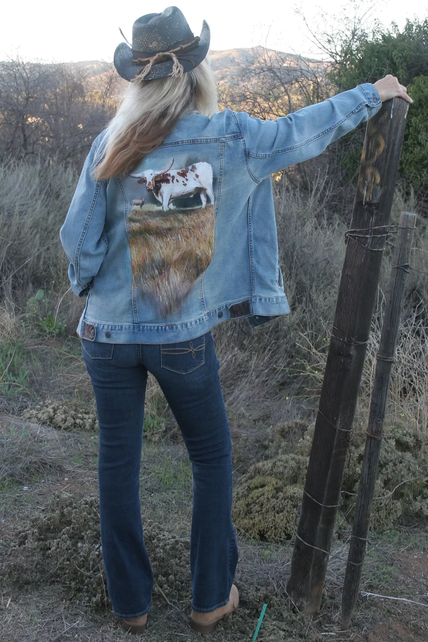 Longhorn Steer Denim Jacket for Women or Men