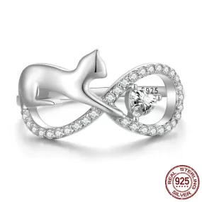 Luxurious Pure S925 Silver Cat Ring