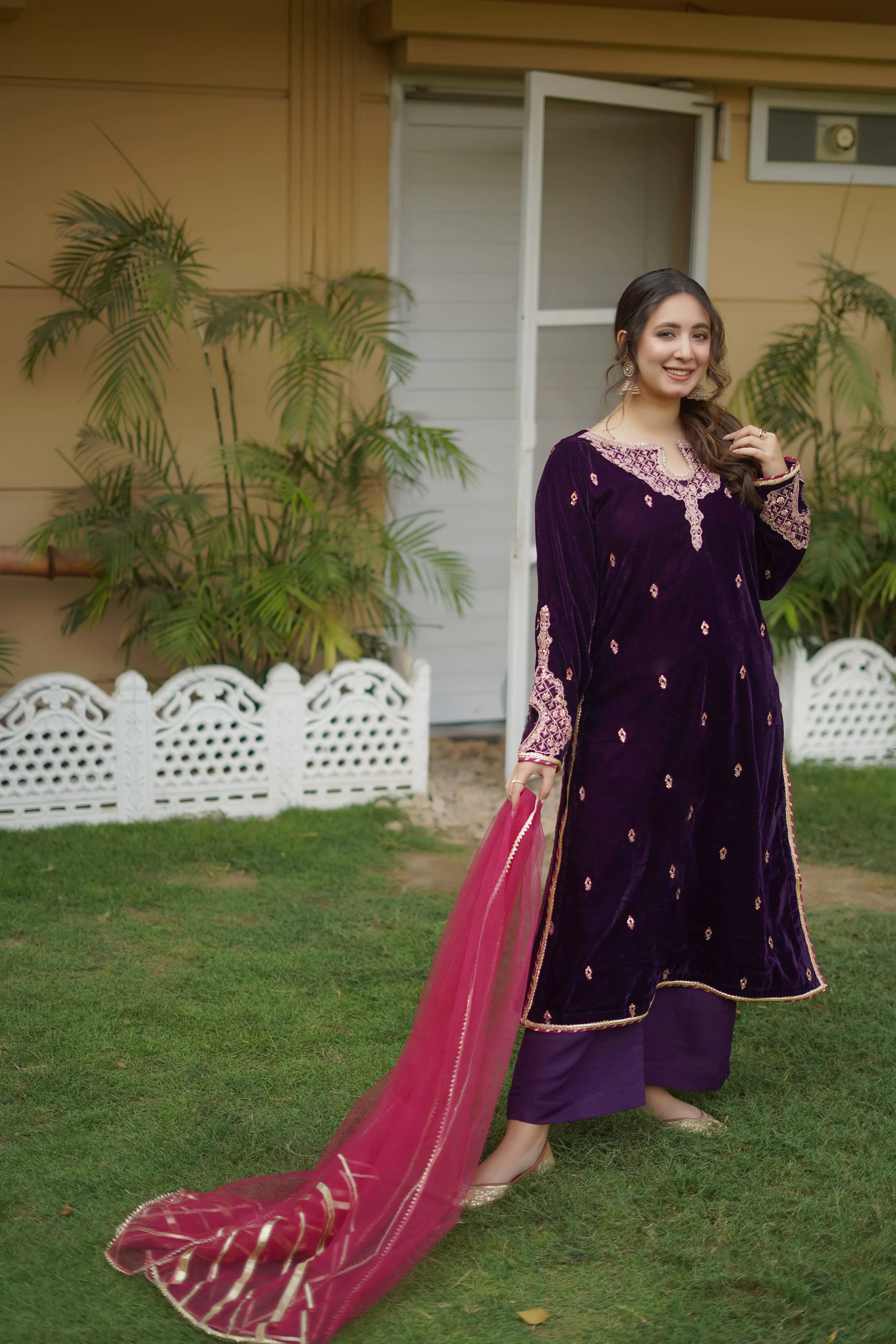 MAHEER 3 PC Velvet Dress Suit