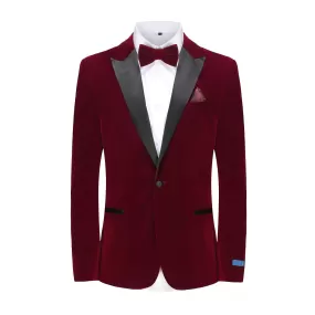 Men's 2-Piece Velvet Birdseye Lapel Slim-Fit Tuxedo With Performance Stretch Pants & Bow Tie