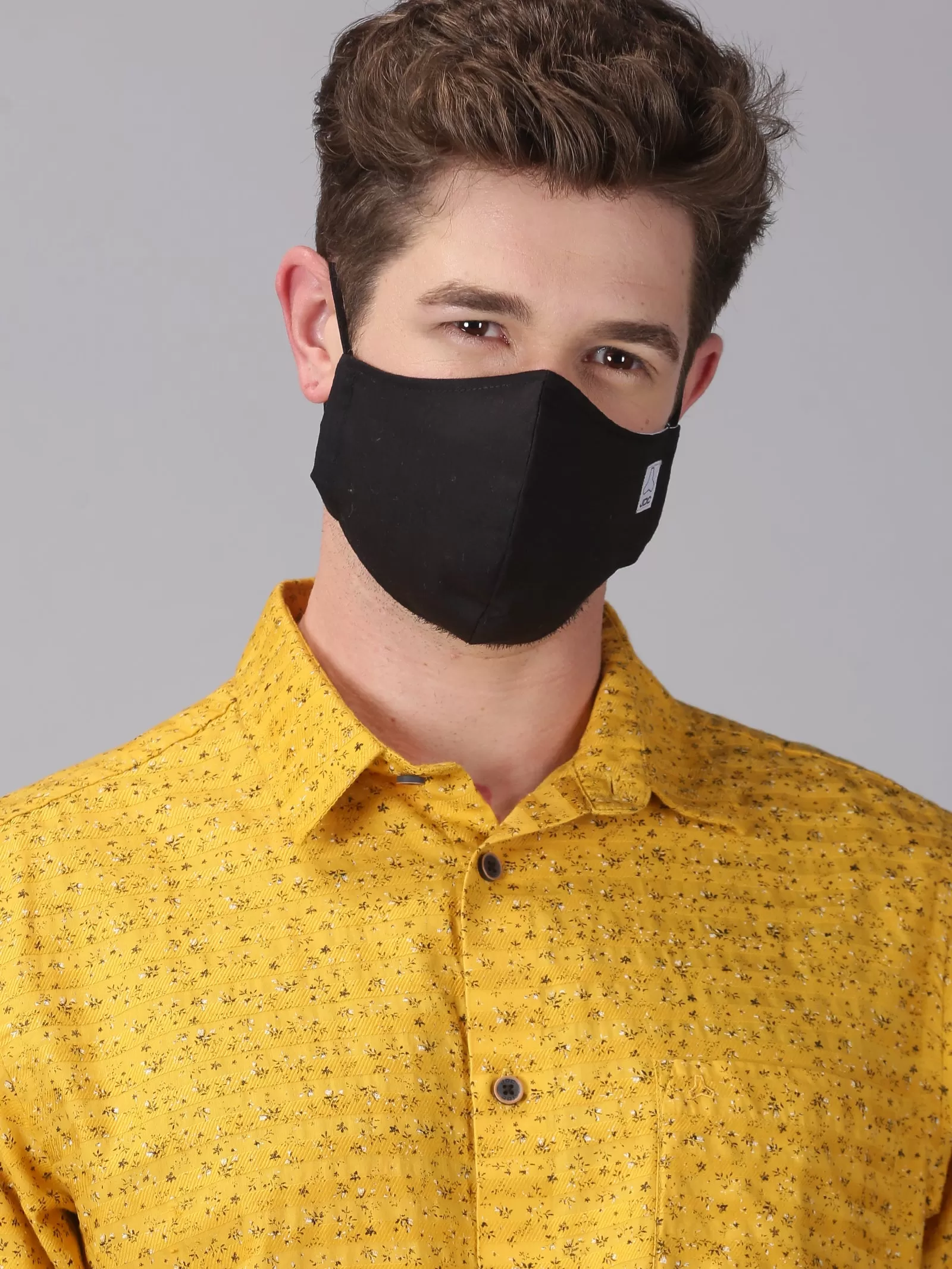 MEN'S BLACK & GREY SOLID COMBO ODOURLESS MASK