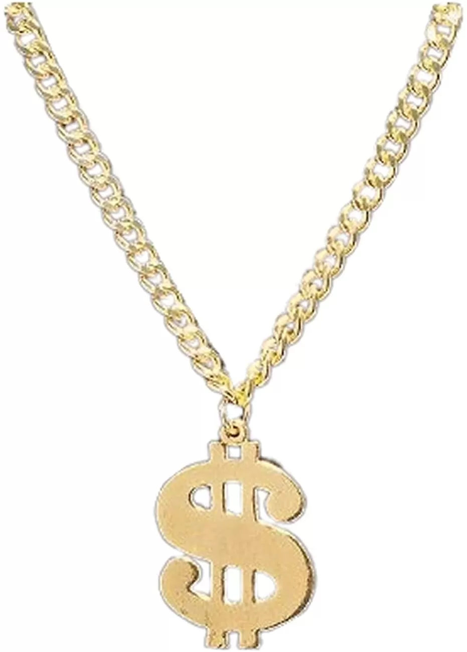 Men's Gold Dollar Sign Pimp Necklace 30011