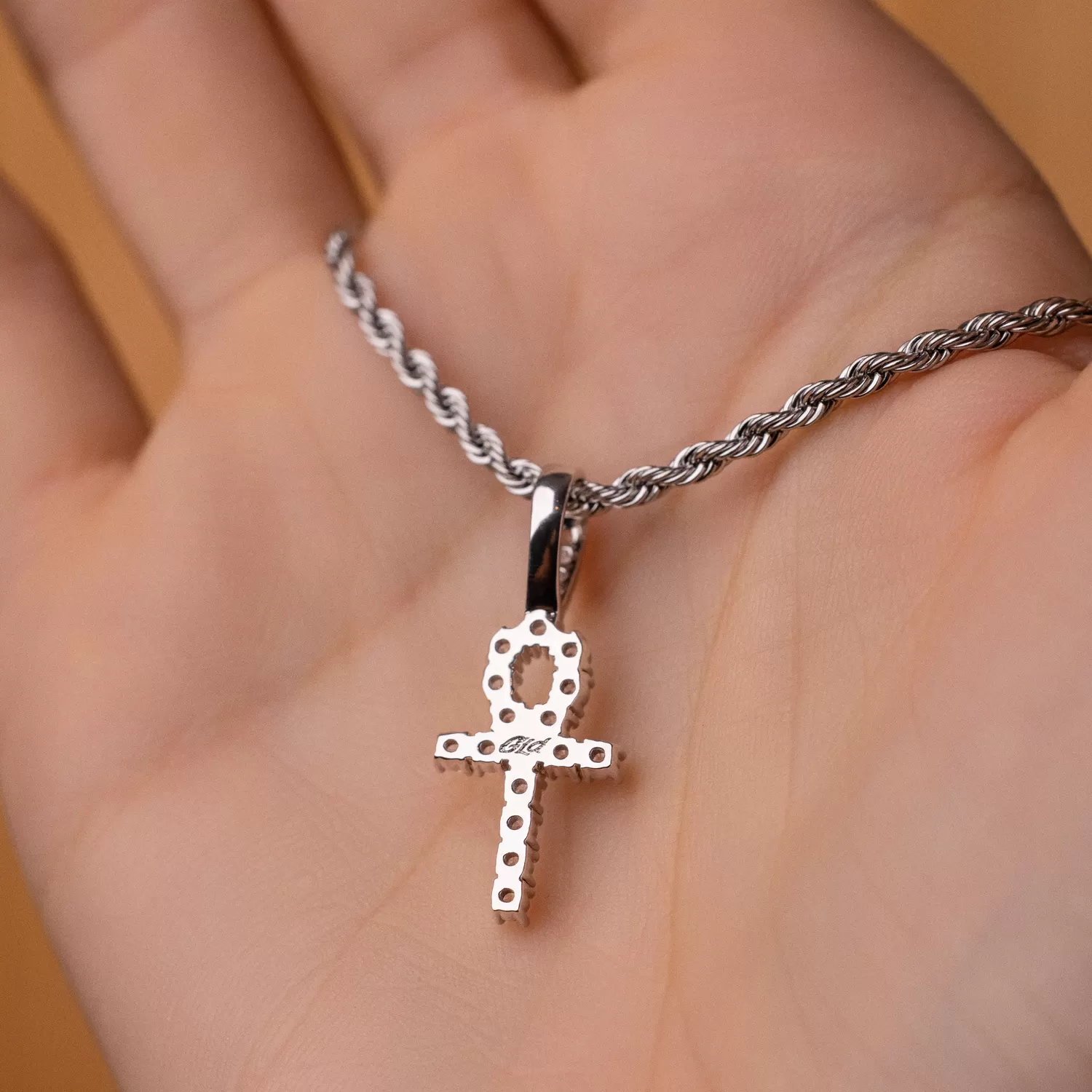 Micro Ankh Cross in White Gold