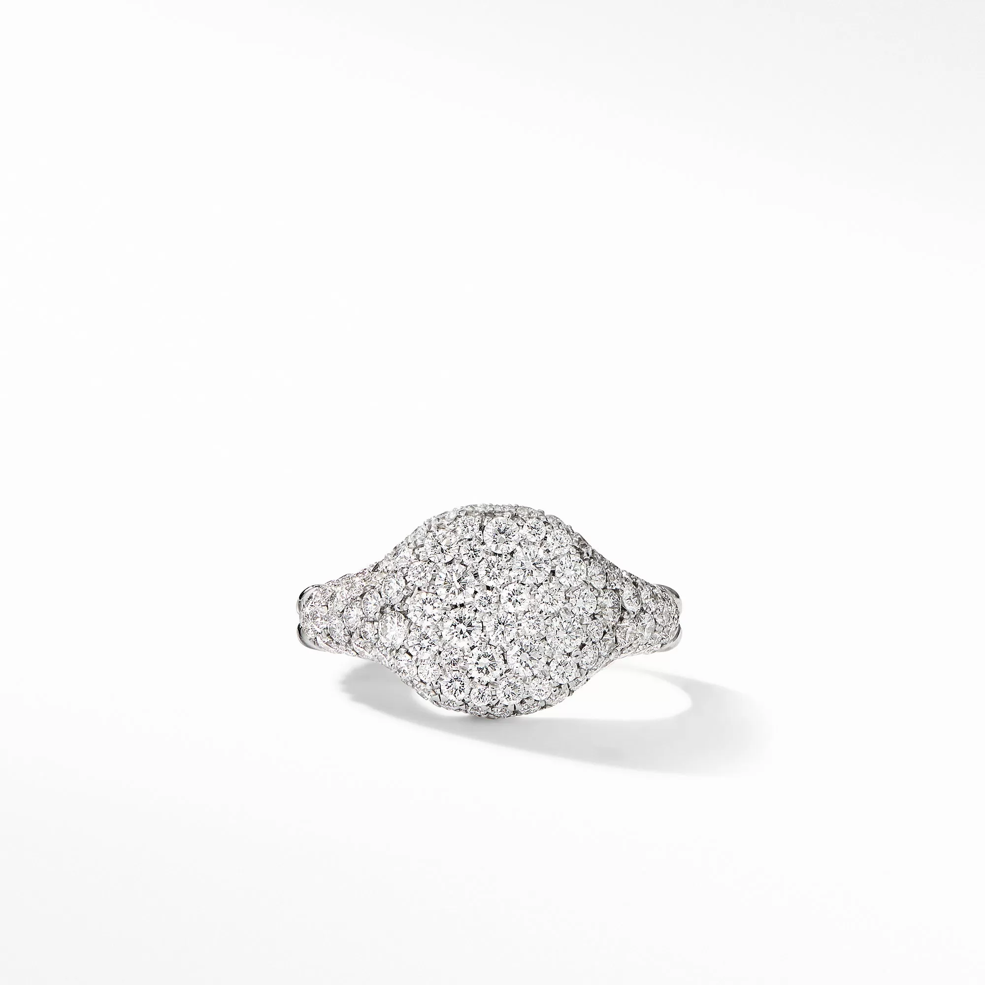 Mini Chevron Pinky Ring in 18K White Gold with Pavé Diamonds