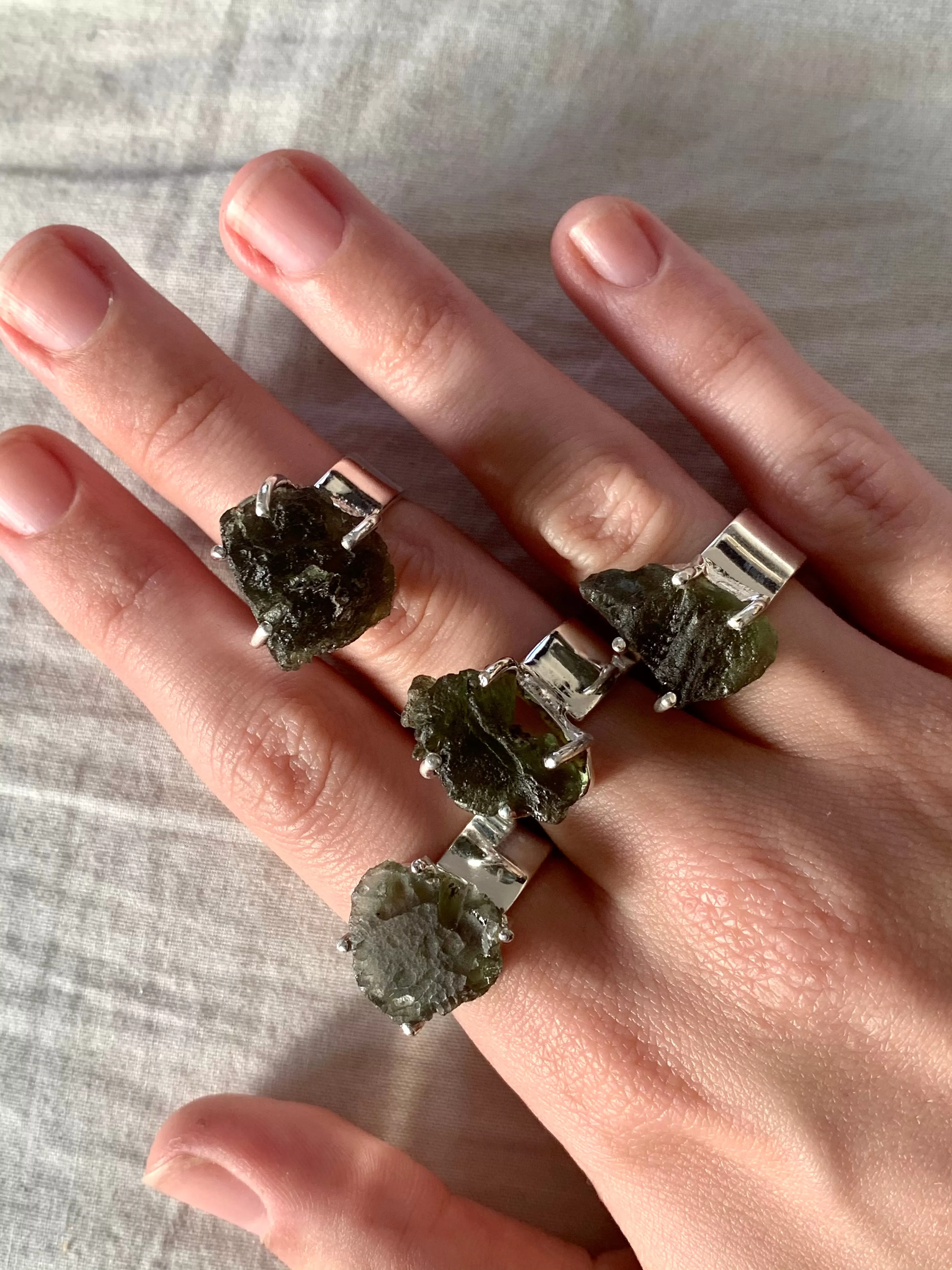 Moldavite Sanaa Ring - Freeform (US 6 & 6.5)