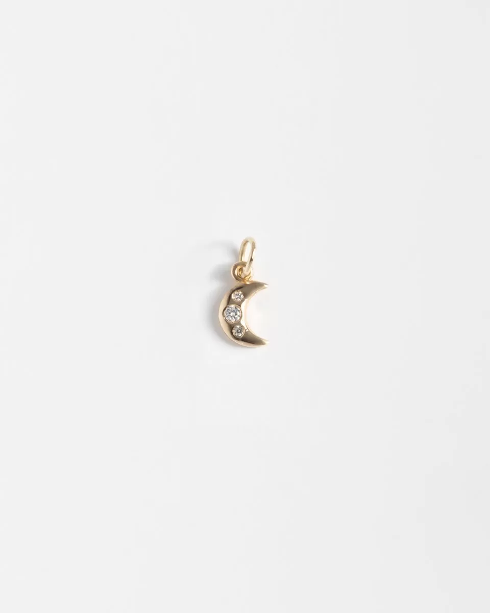 Moon Pendant in Gold & lab grown Diamonds