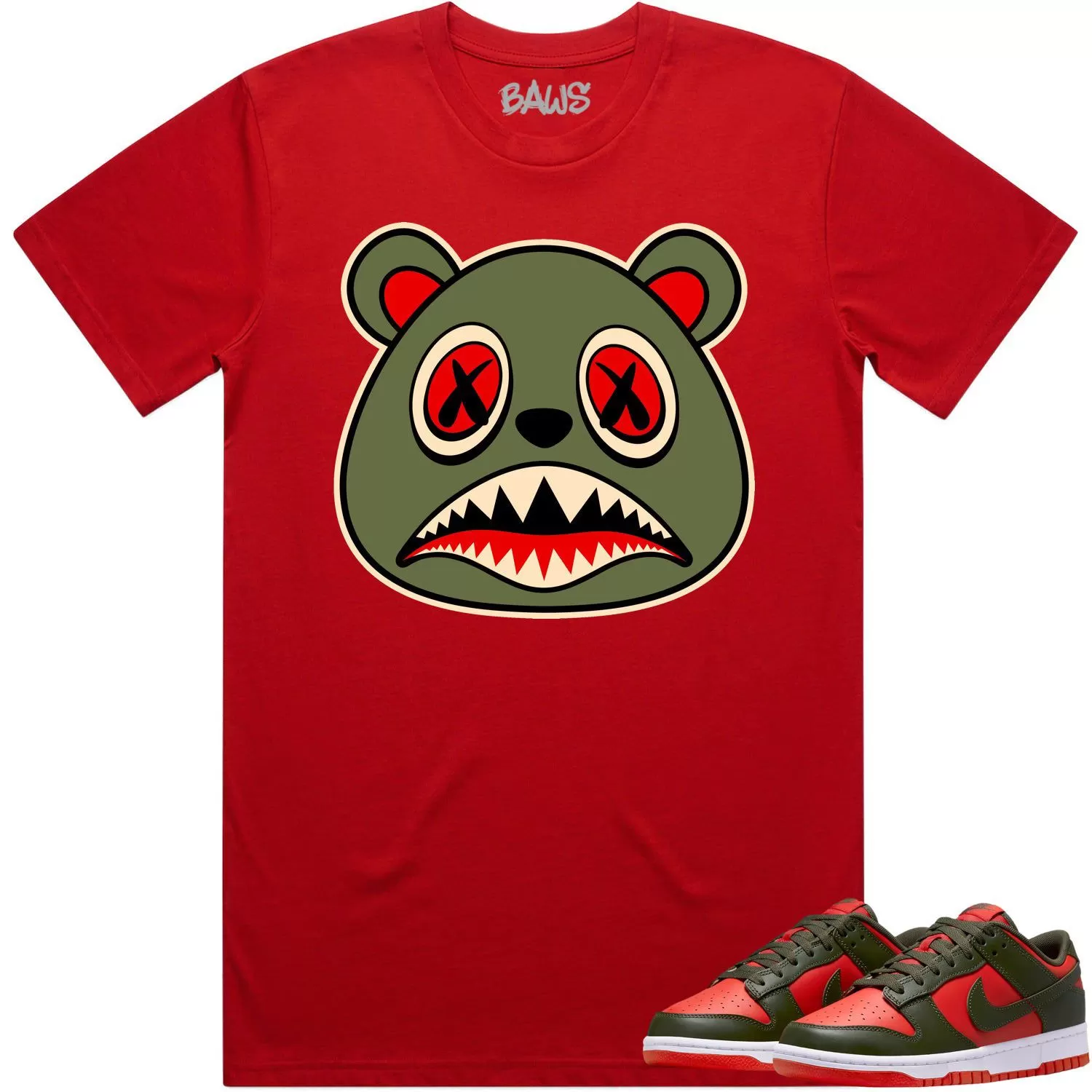 Mystic Red Dunks Shirt to Match - OLIVE BAWS BEAR