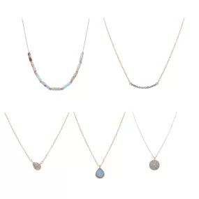 Natural Stone, Teardrop and Pave Necklace Set