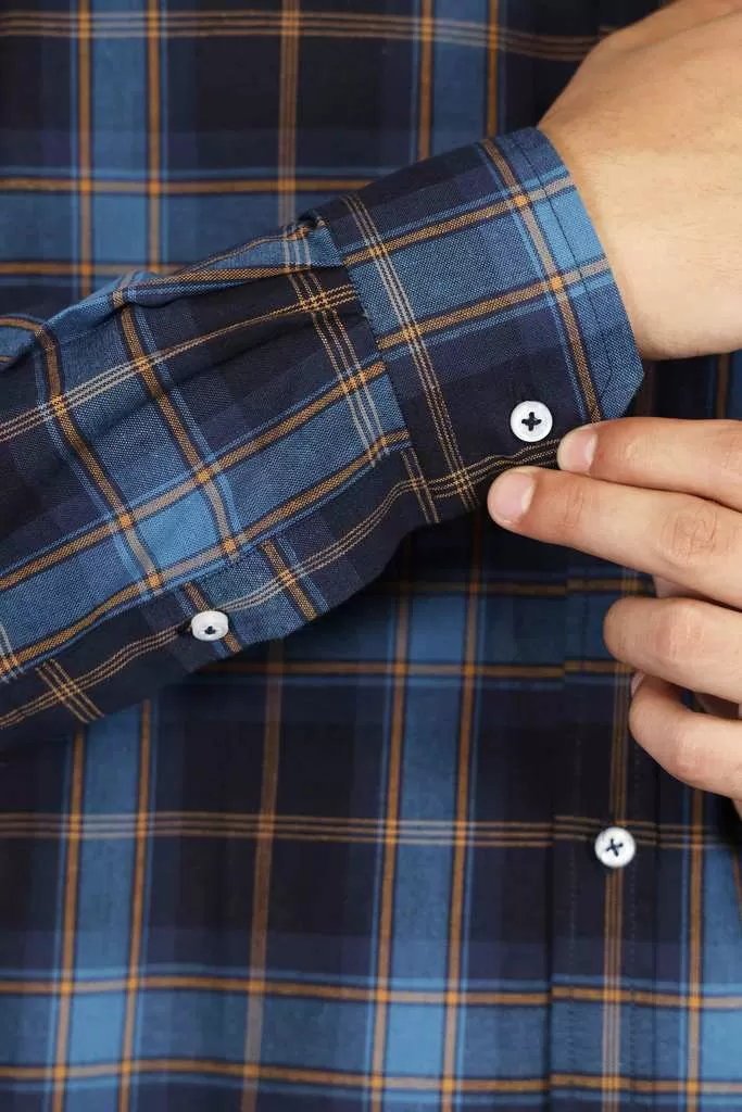 Navy & Beige Checkered Casual Shirt