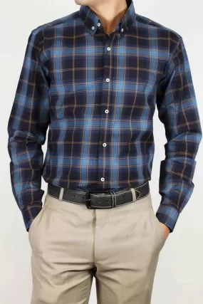 Navy & Beige Checkered Casual Shirt