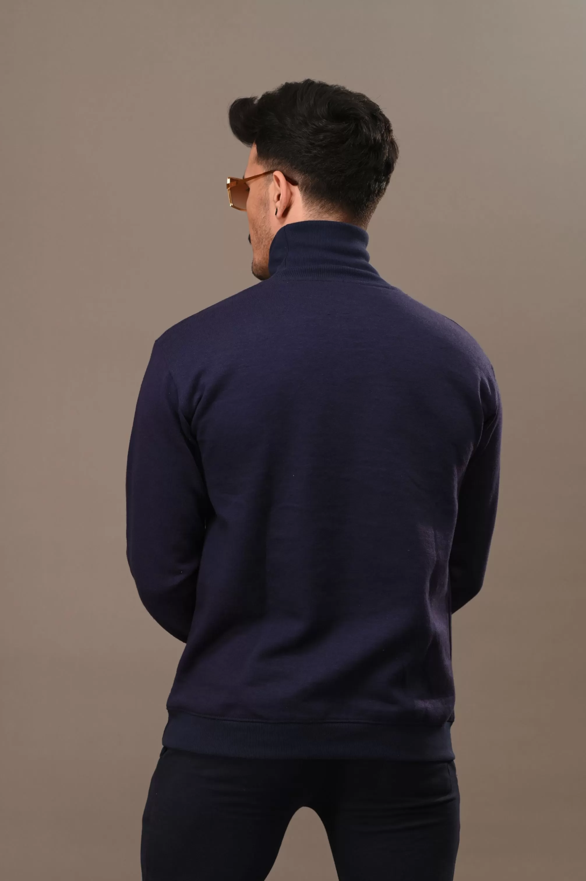 Navy Blue Basic Mock Neck