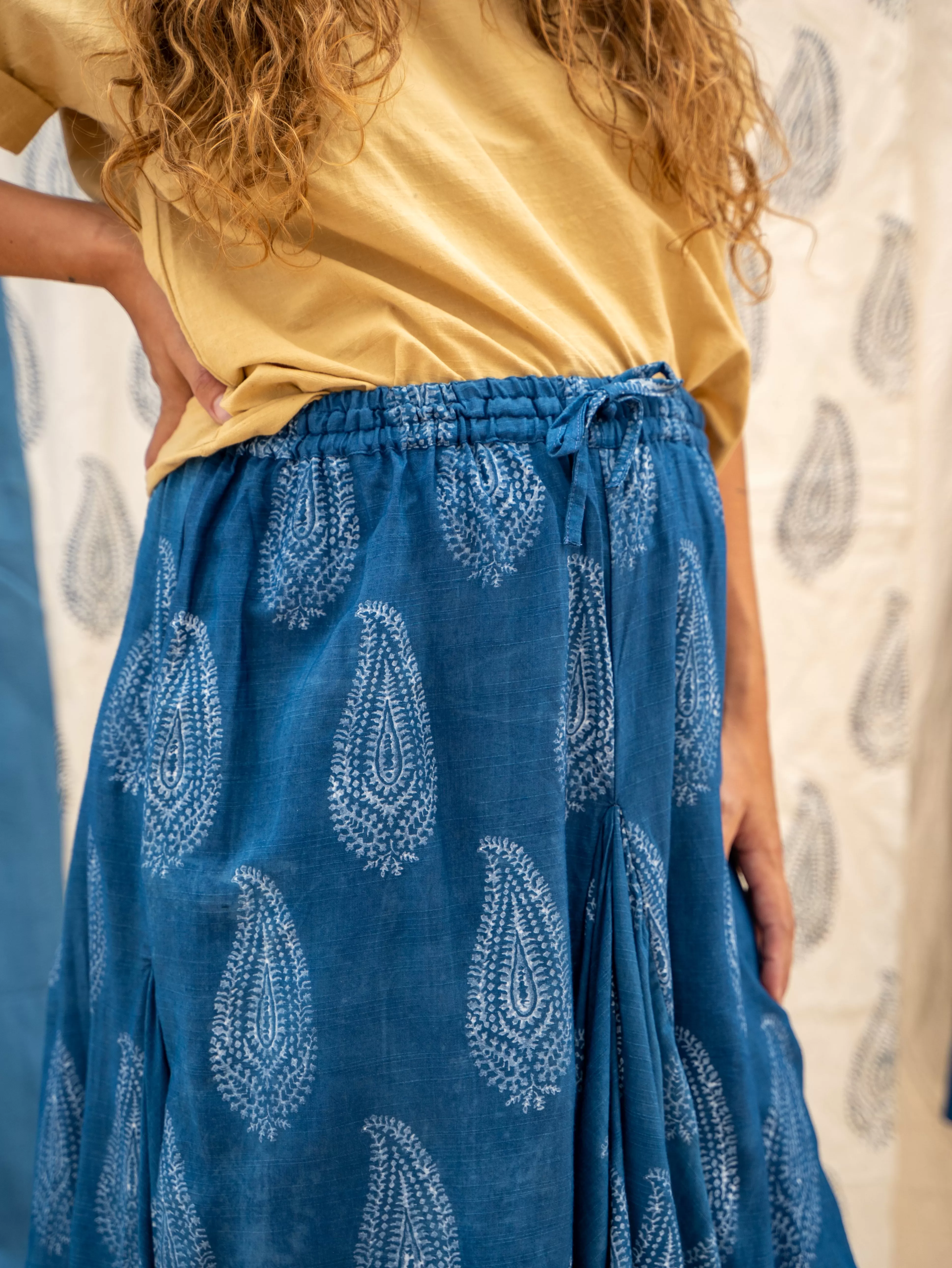 Nepalese Skirt - Kashmiri Leaf Print