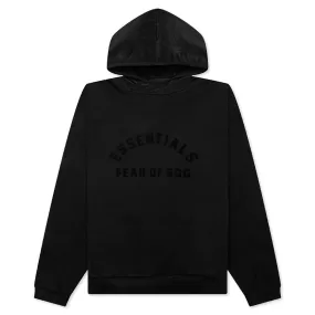 Nylon Fleece Hoodie - Jet Black