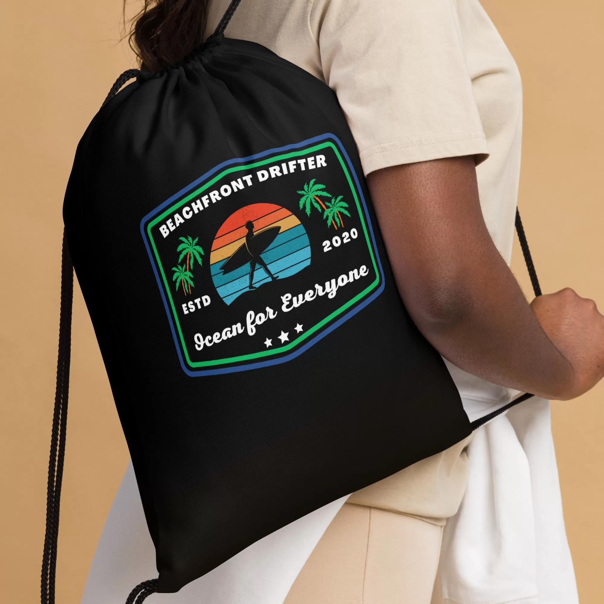 Ocean for Everyone Drawstring Bag