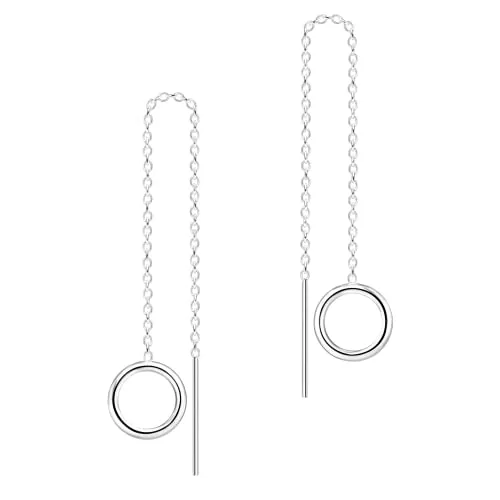 Open Circle Threader Chain Earrings