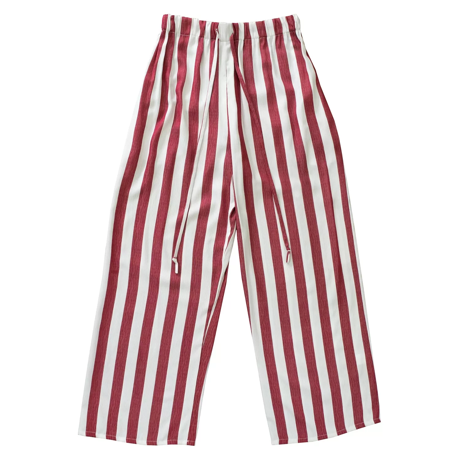 ORIGINAL SIN PANTS ~ POMEGRANATE [ Red & Whited Striped, Wide Leg Drawstring Culottes ]