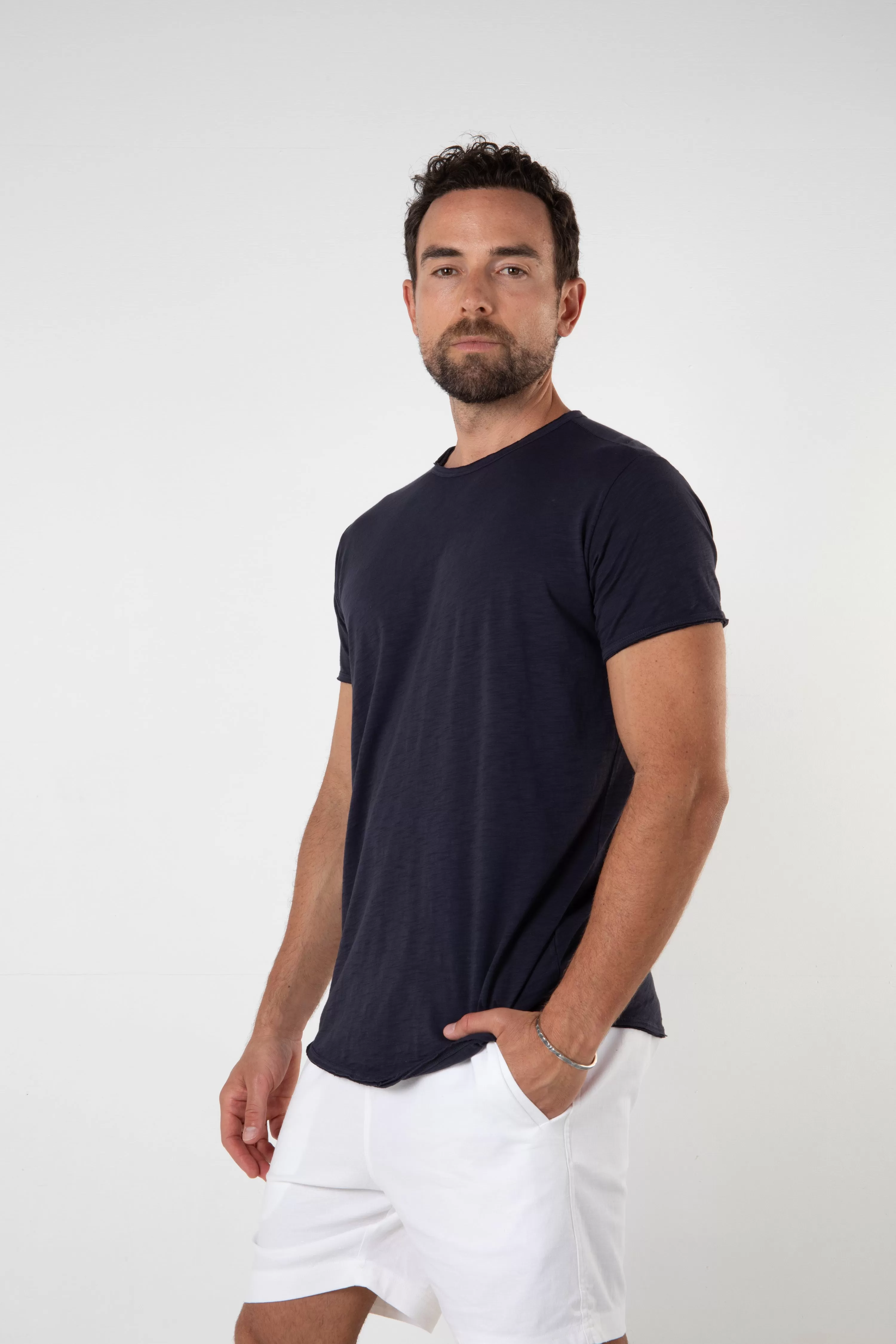 ORTEGA SLUB TEE - NAVY