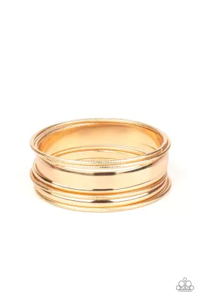 Paparazzi Sahara Shimmer - Gold Bangle Bracelet