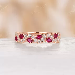 Pear Lab Ruby Vintage Cluster Wedding Band Rose Gold