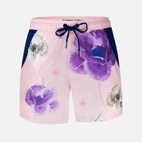 Pink Floral - Swim Shorts with Waterproof Pocket