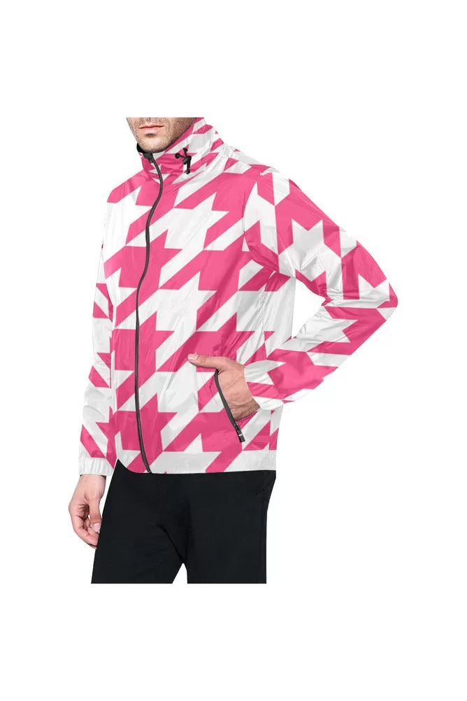 Pink Hounds Tooth All Over Print Windbreaker for Men