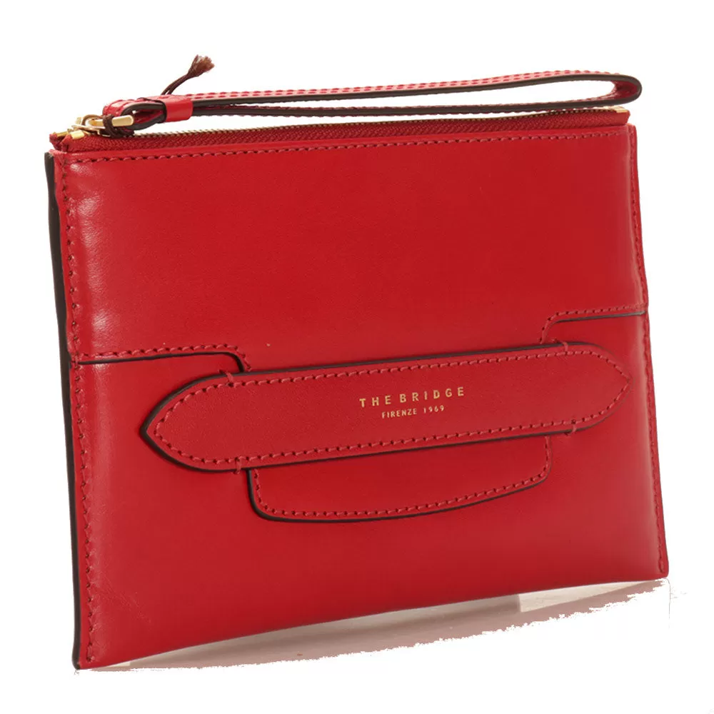 Pochette Donna Media con Polsiera THE BRIDGE linea Lucrezia in Pelle Rossa