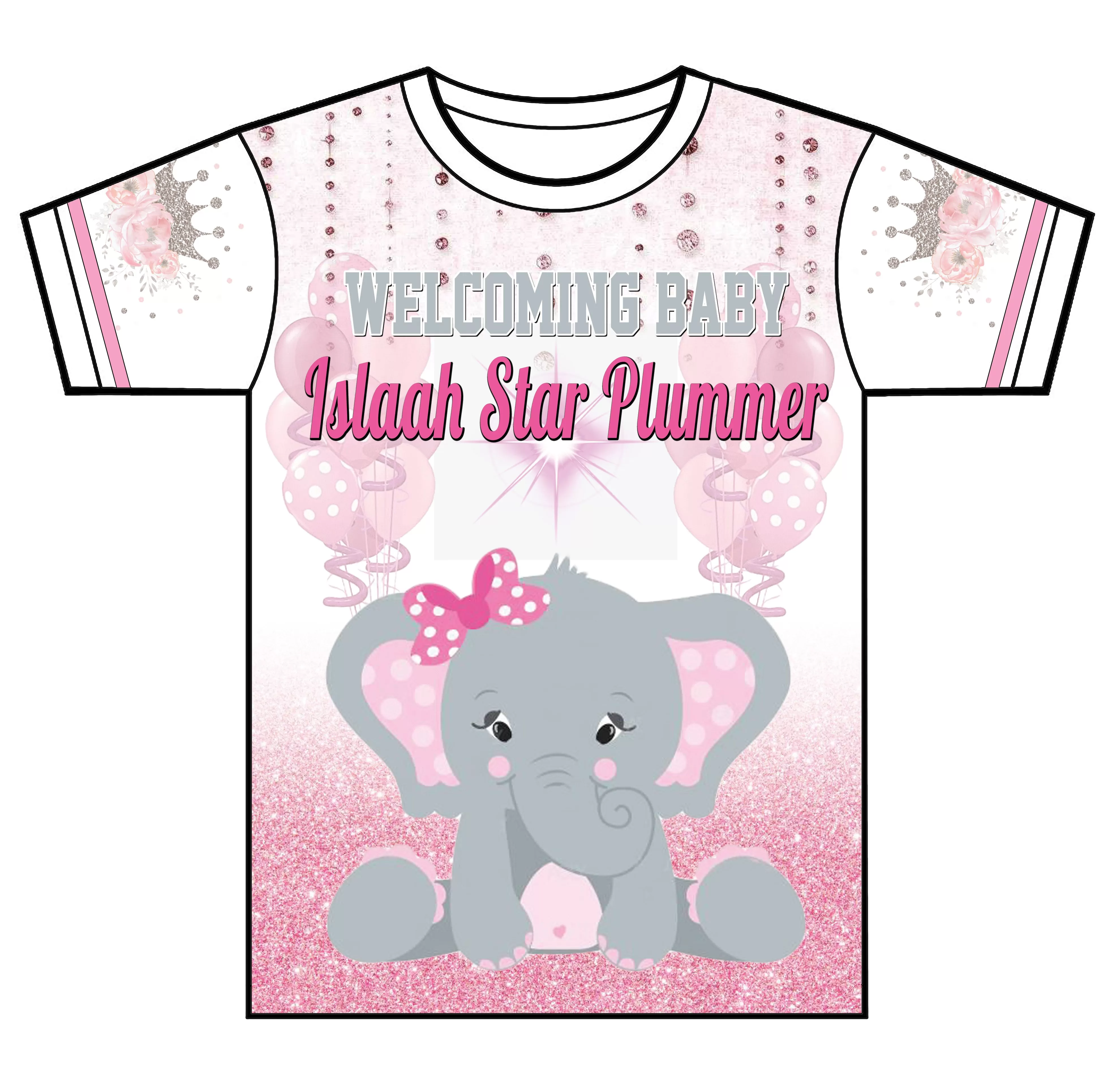 "Pink Elephants" Custom Designed Baby Shower 3D shirt