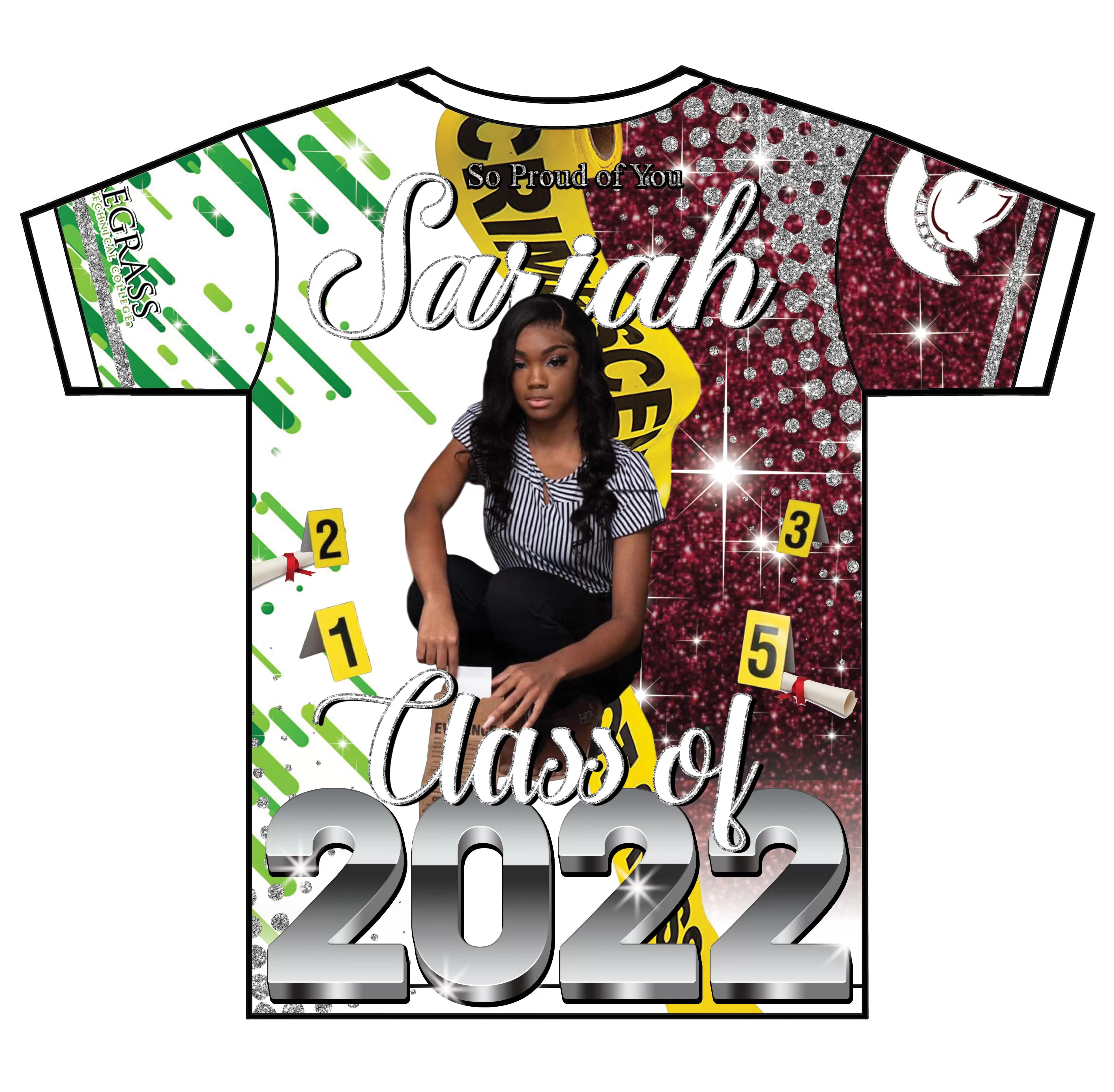 "Sariah Wells" Custom Designed Graduation 3D shirt