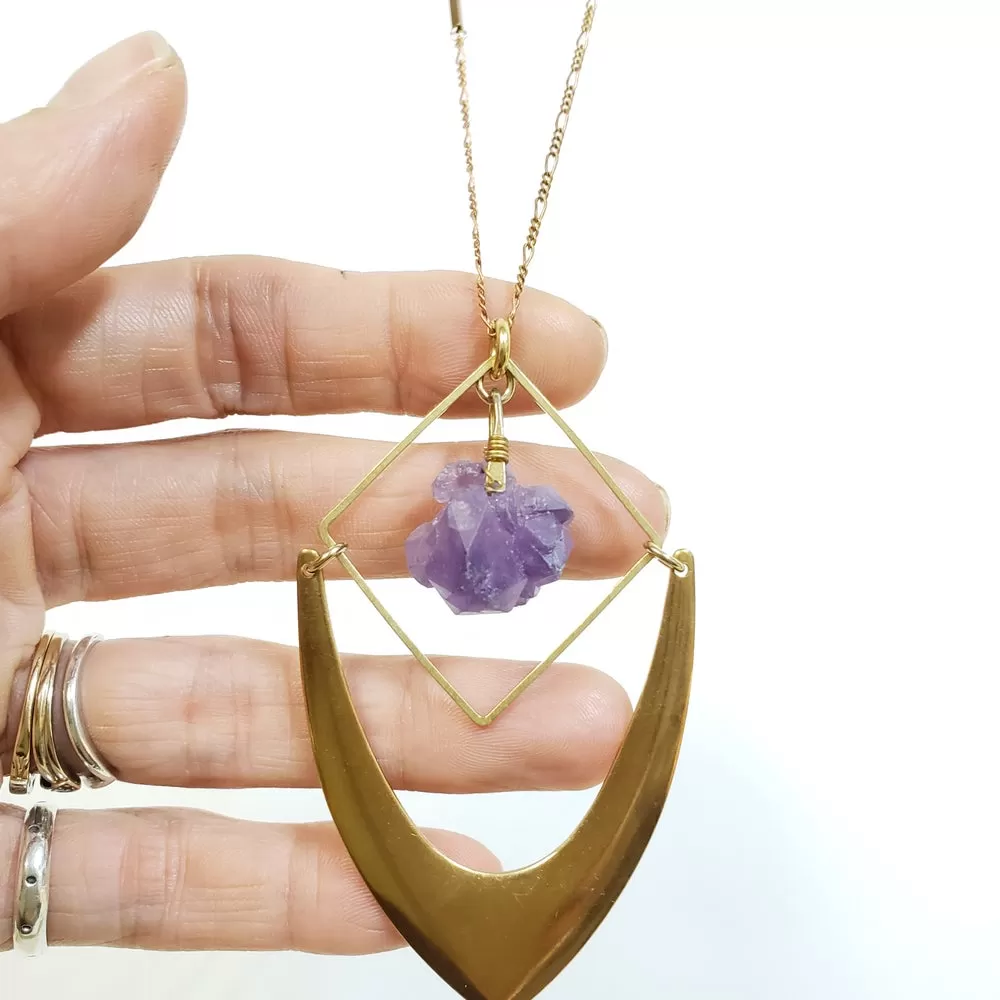 Raw Amethyst Chevron Necklace