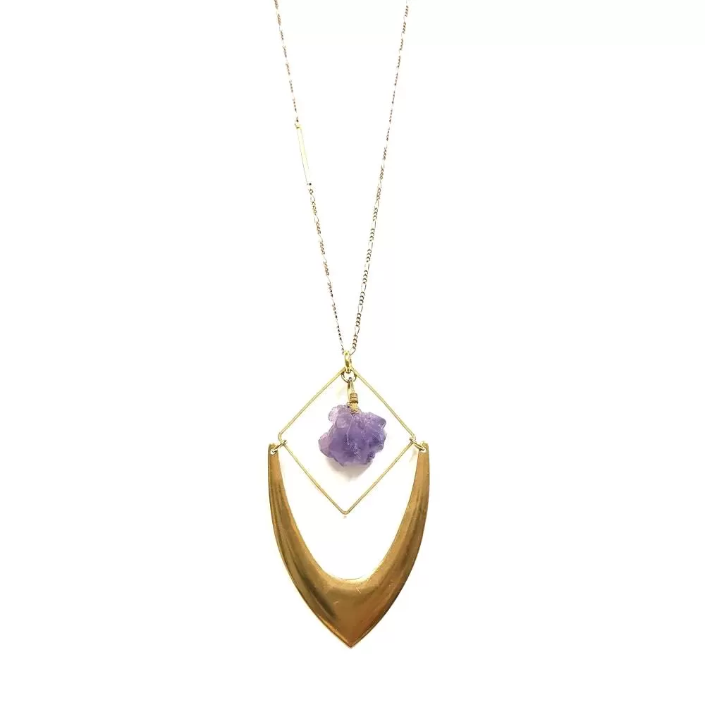 Raw Amethyst Chevron Necklace