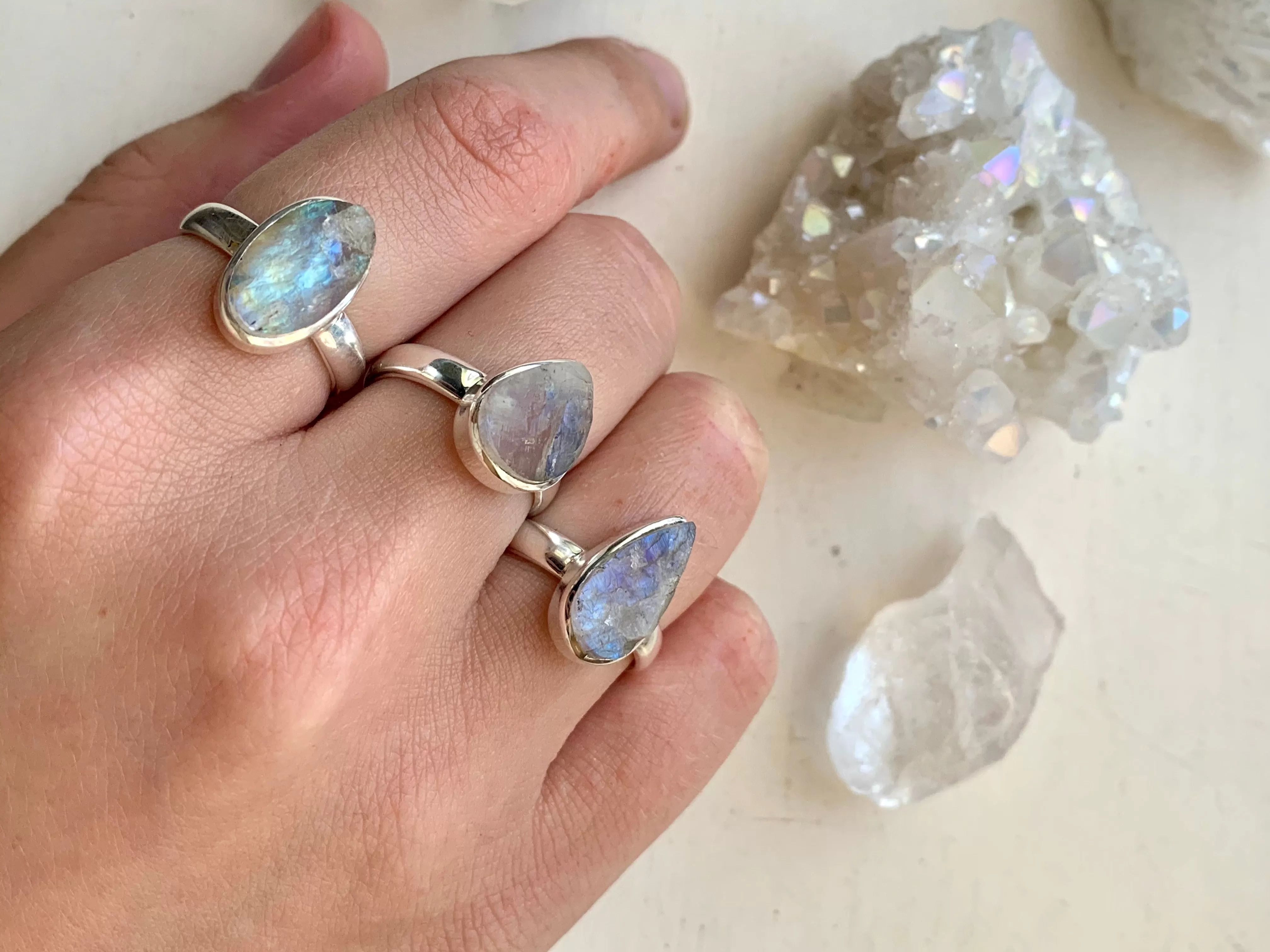 Raw Moonstone Akoni Ring - Small Mixed