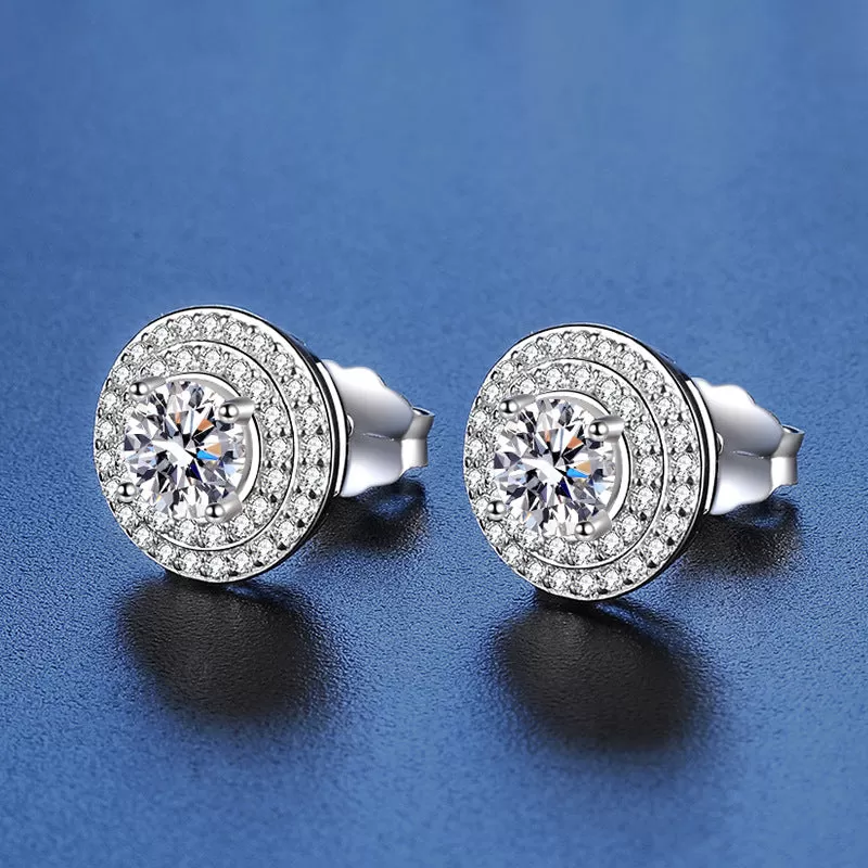 Round Wrap Full Diamond Moissanite Earrings