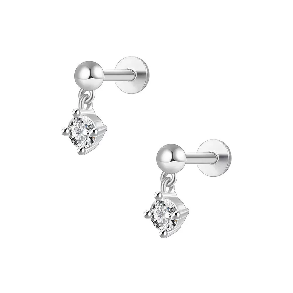 S925 Pendant Flat Back Earrings