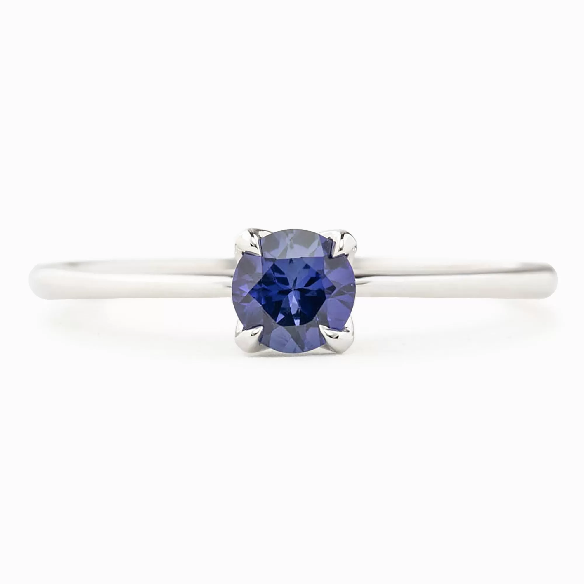 Sara Ring 4.5mm 0.45ct Blue Umba Sapphire 14K White Gold (One of a kind)