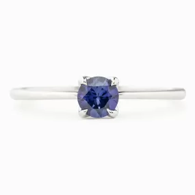 Sara Ring 4.5mm 0.45ct Blue Umba Sapphire 14K White Gold (One of a kind)